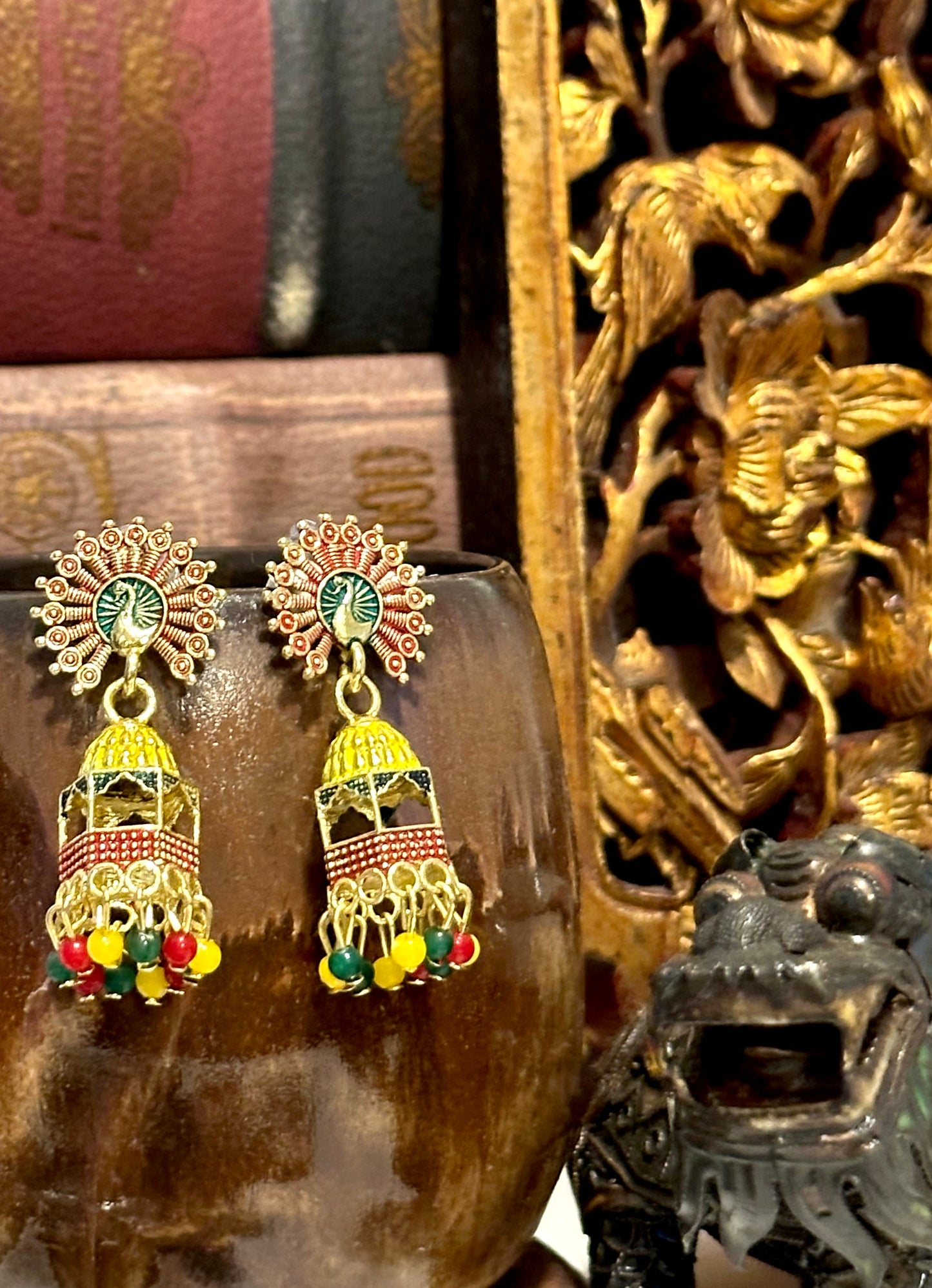 PEACOCK TEMPLE EARRINGS