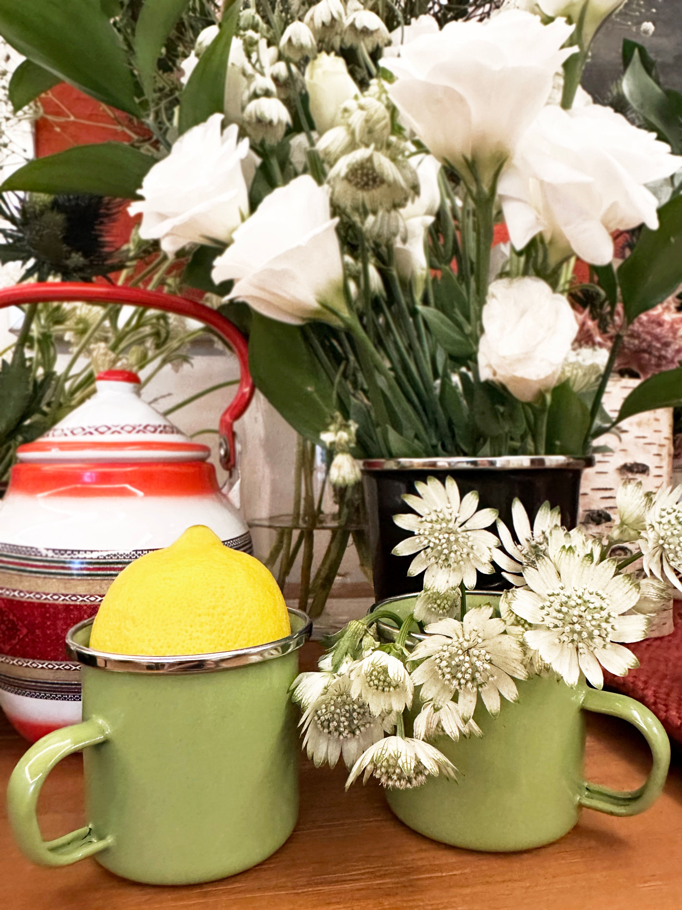 VINTAGE INSPIRED ESPRESSO CUPS - GREEN PAIR