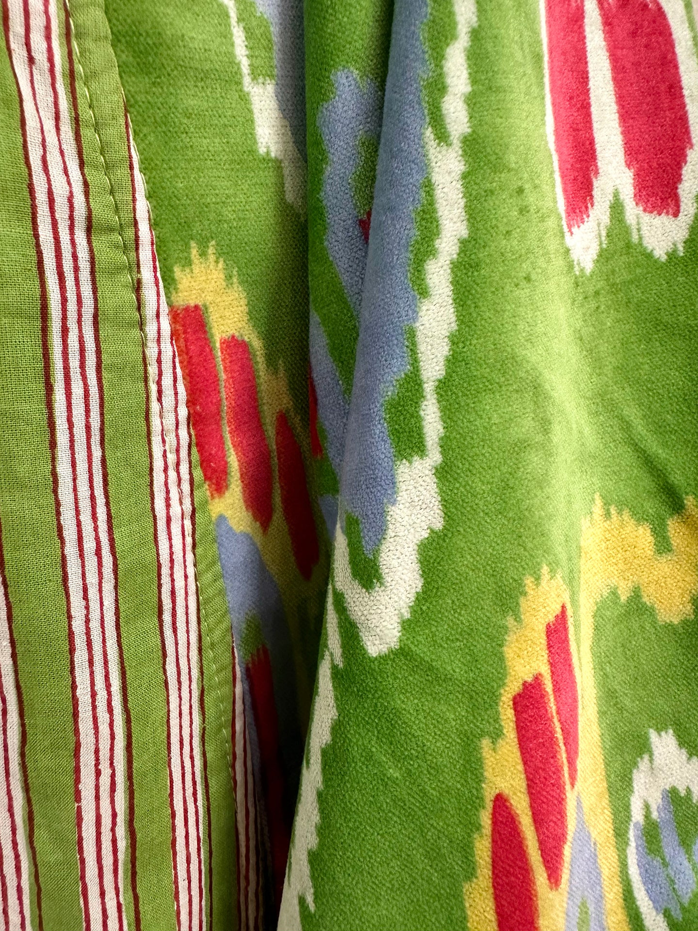 LIGHT GREEN IKAT LONG VELVET ROBE
