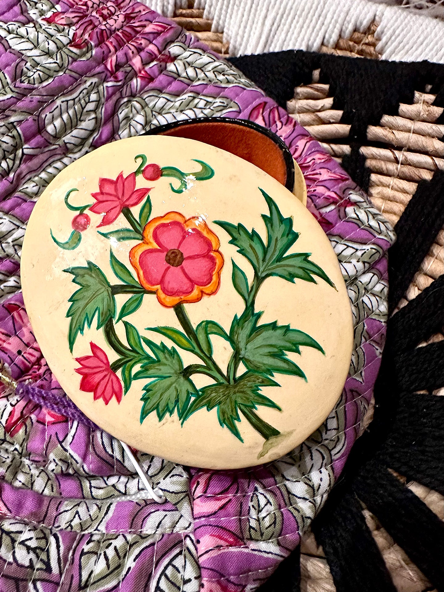 KASHMIR PAPIER MACHE BOX - PINK BLOSSOM