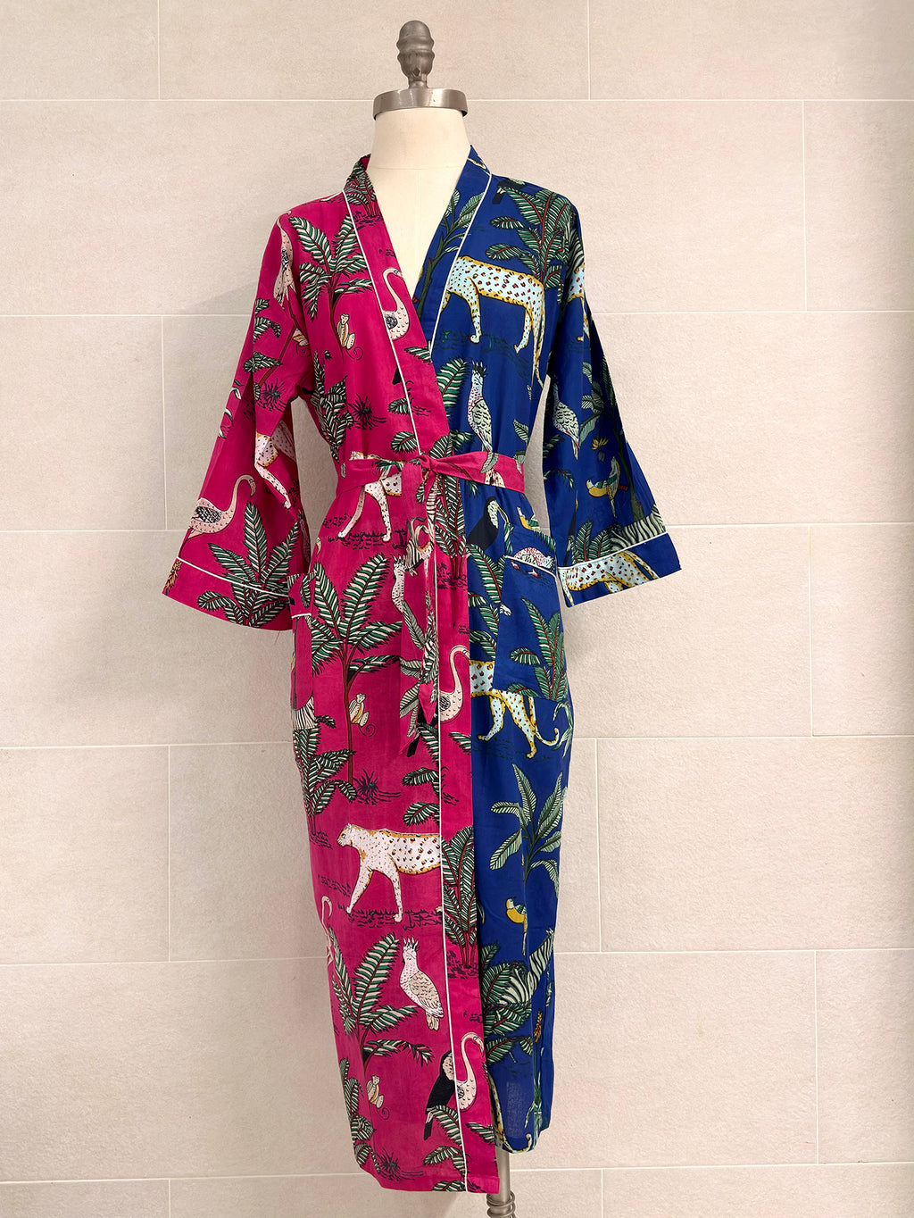 PINK BLUE COMBO COTTON ROBE