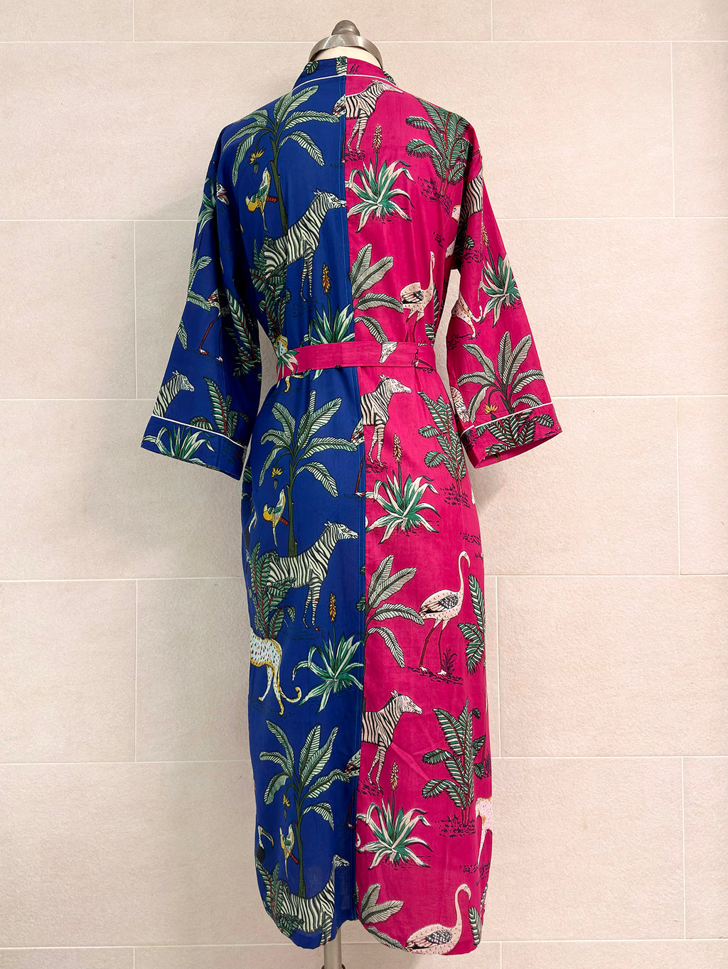 PINK BLUE COMBO COTTON ROBE