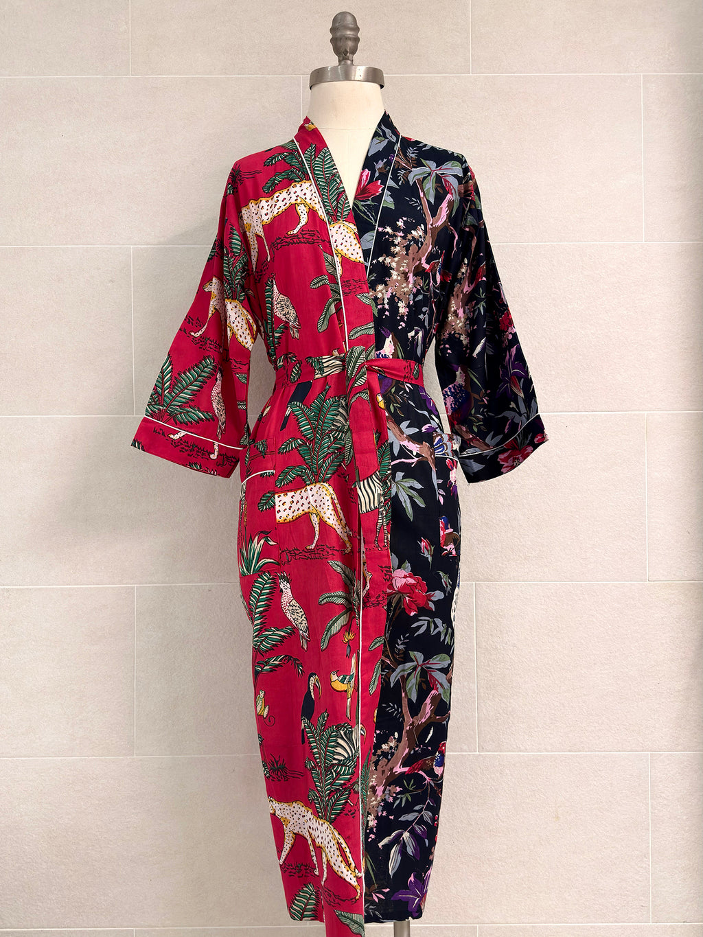 RED NAVY COMBO COTTON ROBE