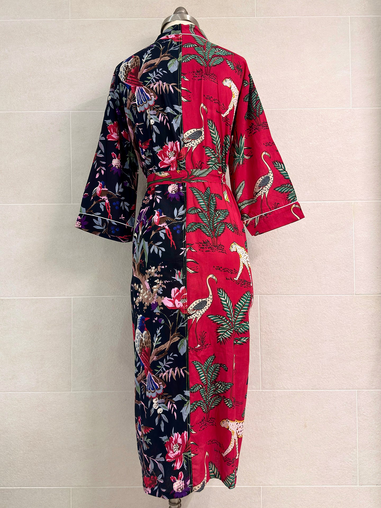 RED NAVY COMBO COTTON ROBE
