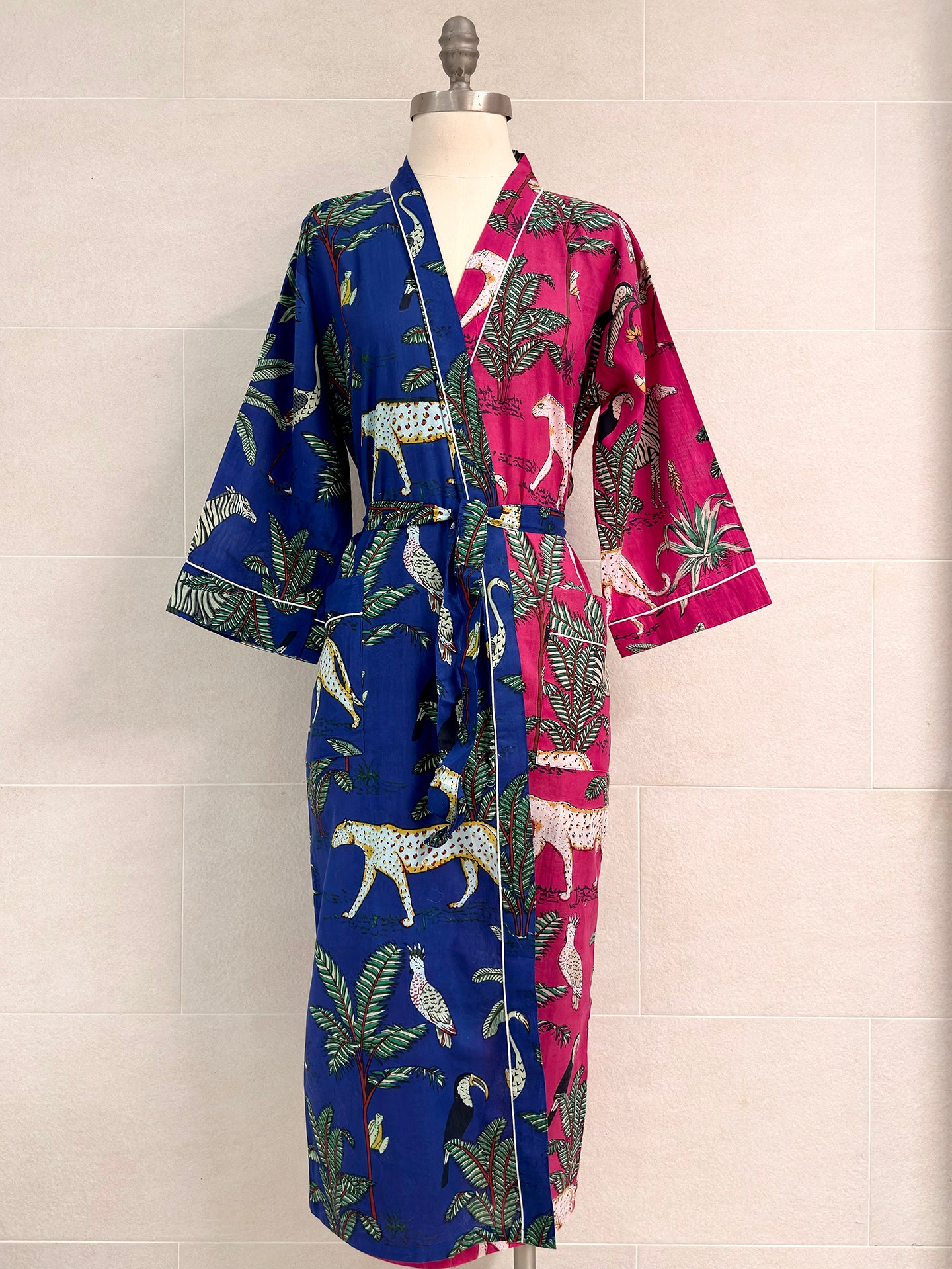 BLUE PINK COMBO COTTON ROBE