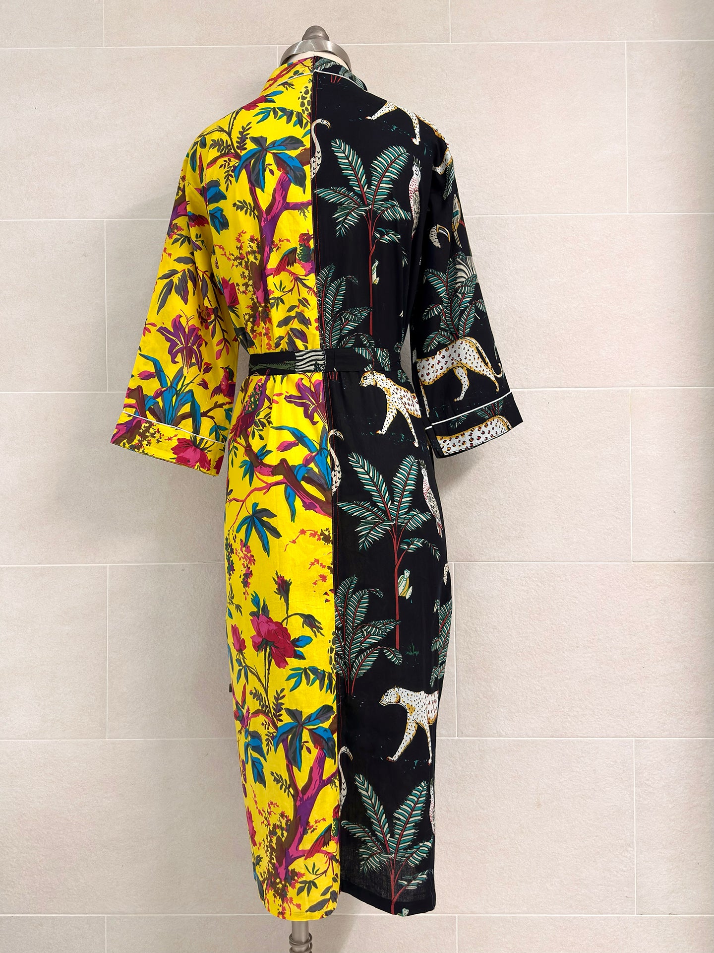 BLACK YELLOW COMBO COTTON ROBE